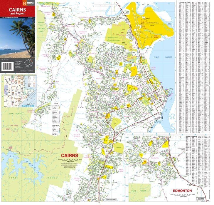 Hema Cairns and Region map sheet showing the Cairns suburbs map, Edmonton inset and street index