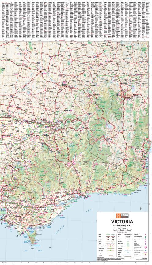 Hema Victoria Handy Map showing the whole state, the index and the legend
