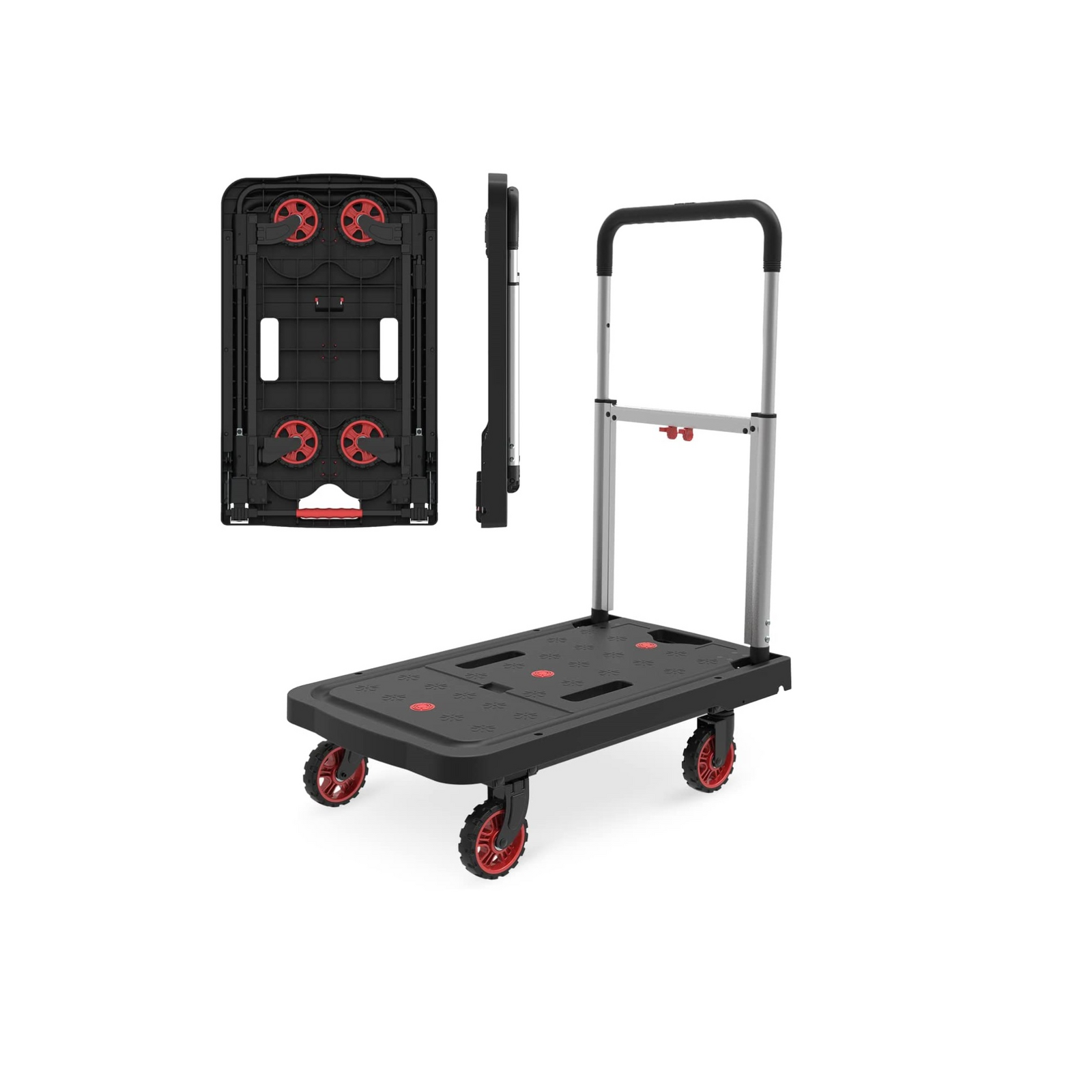 BLUETTI trolley cart folded flat beside the unfolded cart