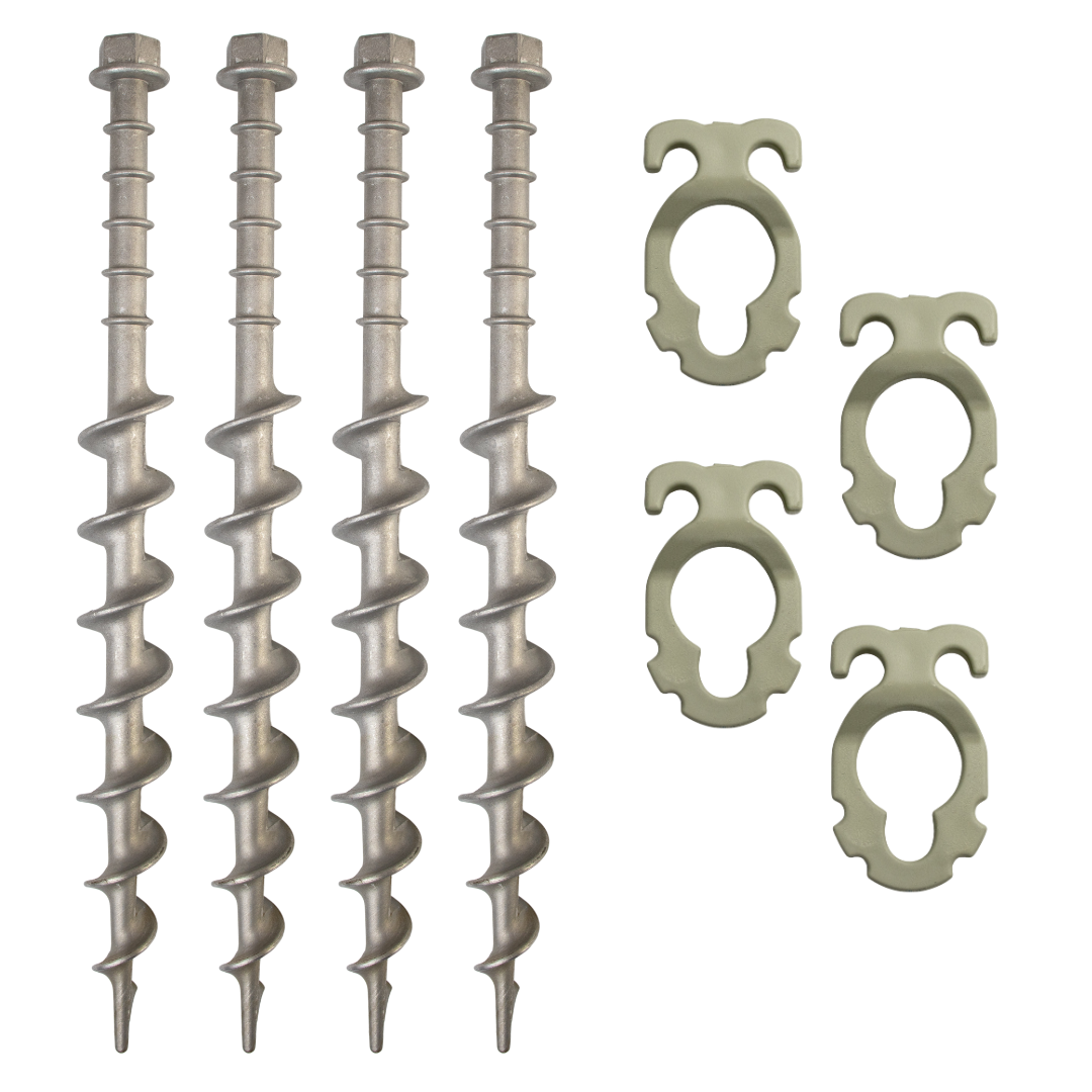 Supex Large Alloy Screw-In Pegs | 30cm | 4 Pack With Guy Rope Clips