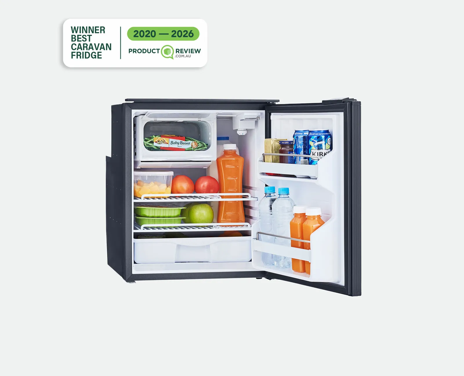 Bushman DC65-X open with crisper tub and door shelves