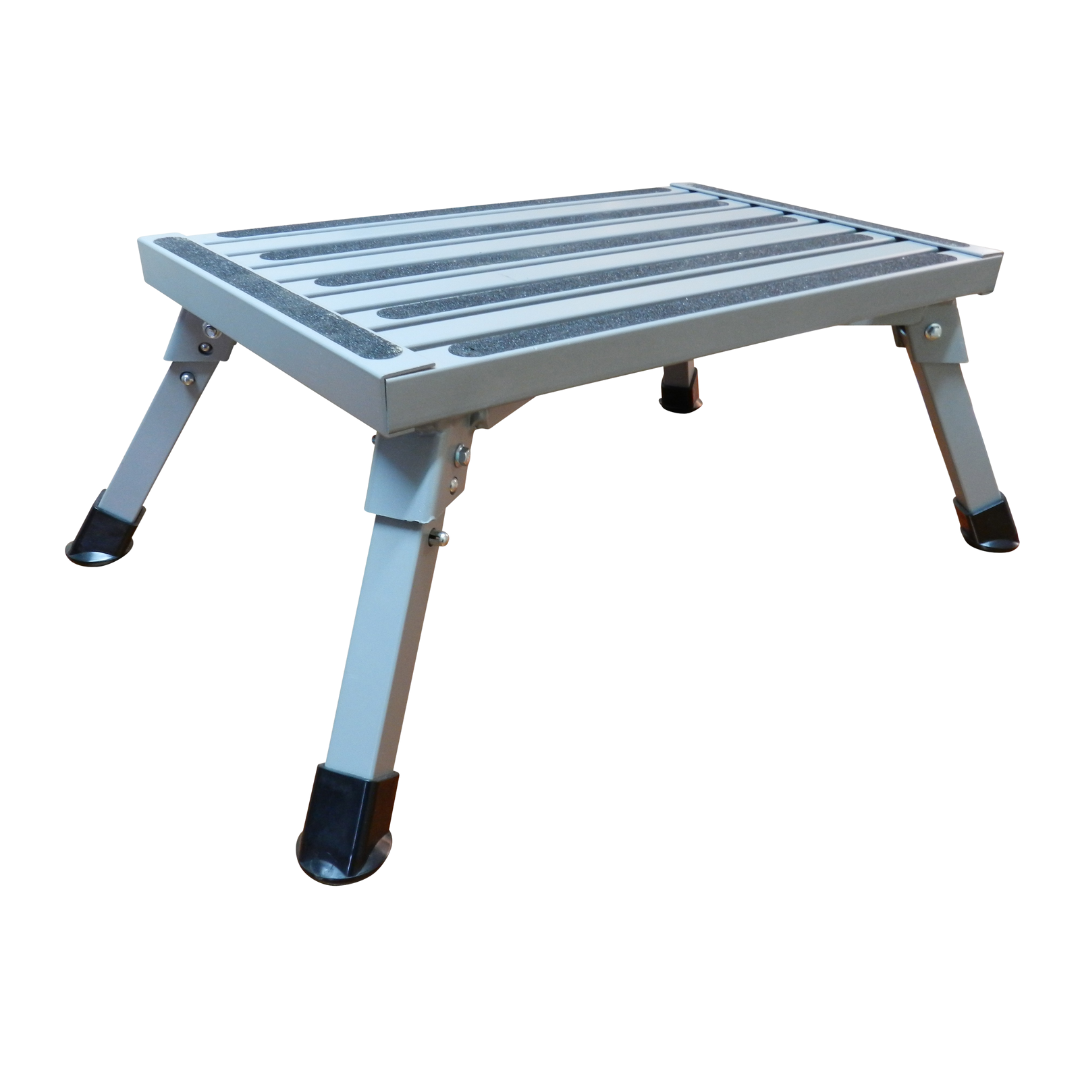 Supex Metal Caravan Step | Grey | Folding Legs