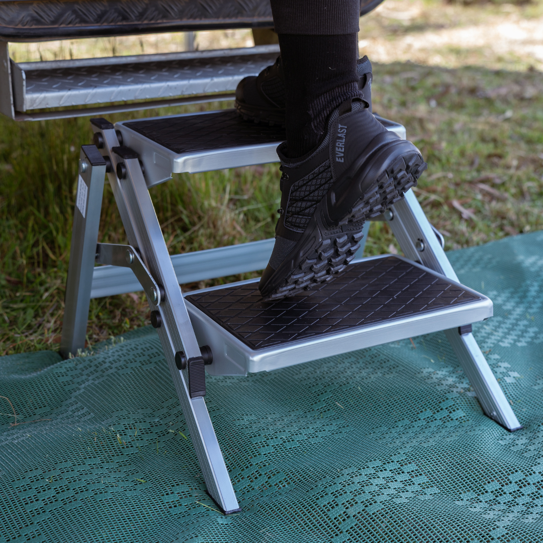 Supex Two Stage Aluminium Caravan Step | Silver