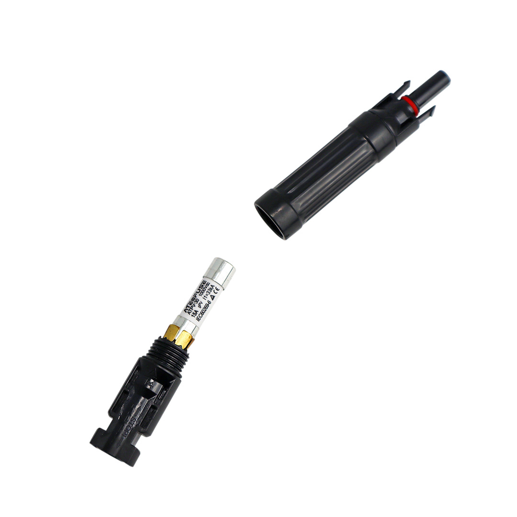Inline solar fuse connector with MC4 male and female ends