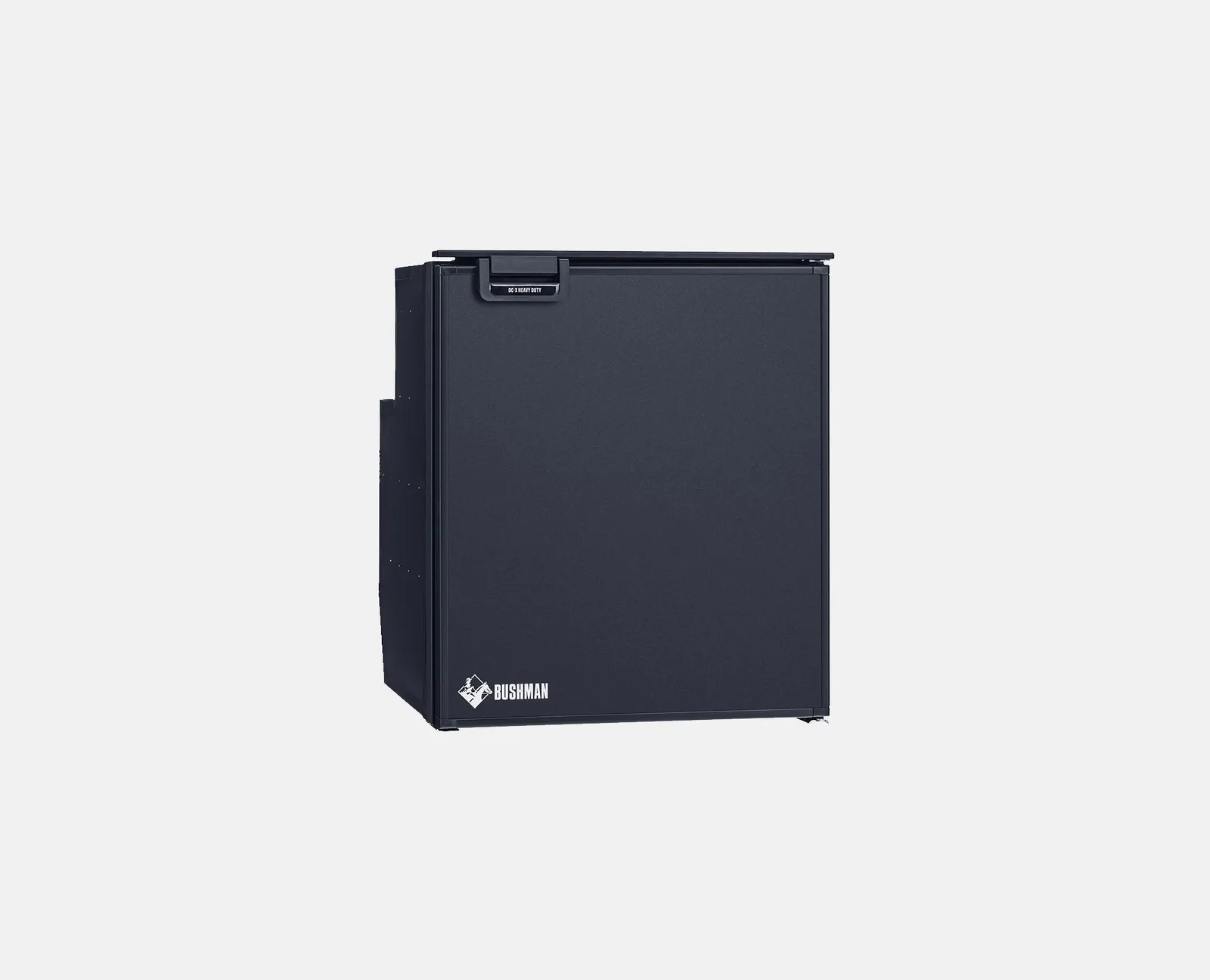 Bushman DC65-X 65L upright fridge closed, matte black