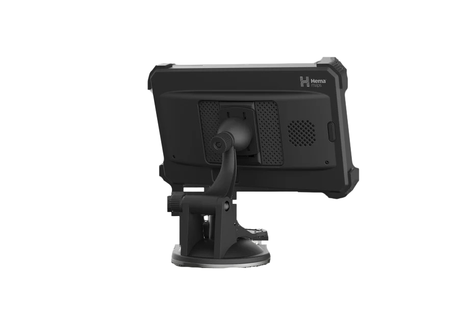 Rear view of the HX-2+ in the ruggedised case, attached to a windscreen mount