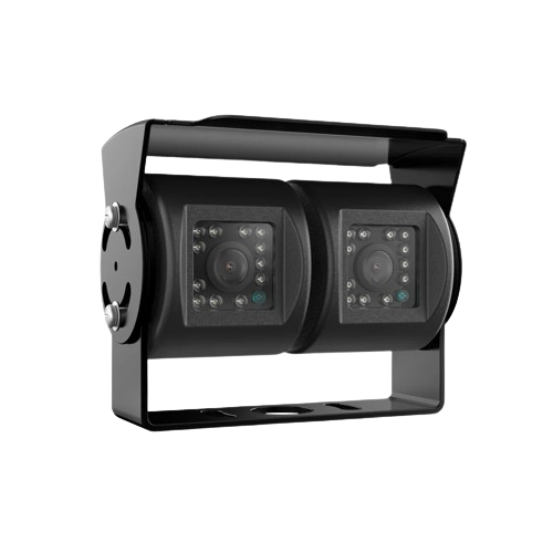 Front view of the Hema HM-CAM202 showing both lenses ringed by IR LEDs