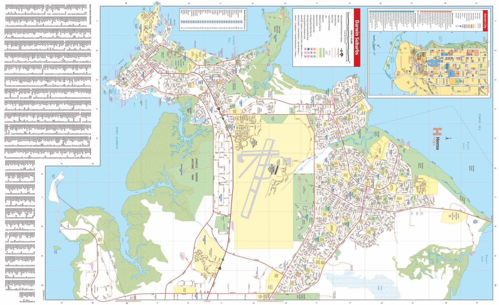 Hema Darwin and Region map sheet showing the Darwin suburbs map and street index