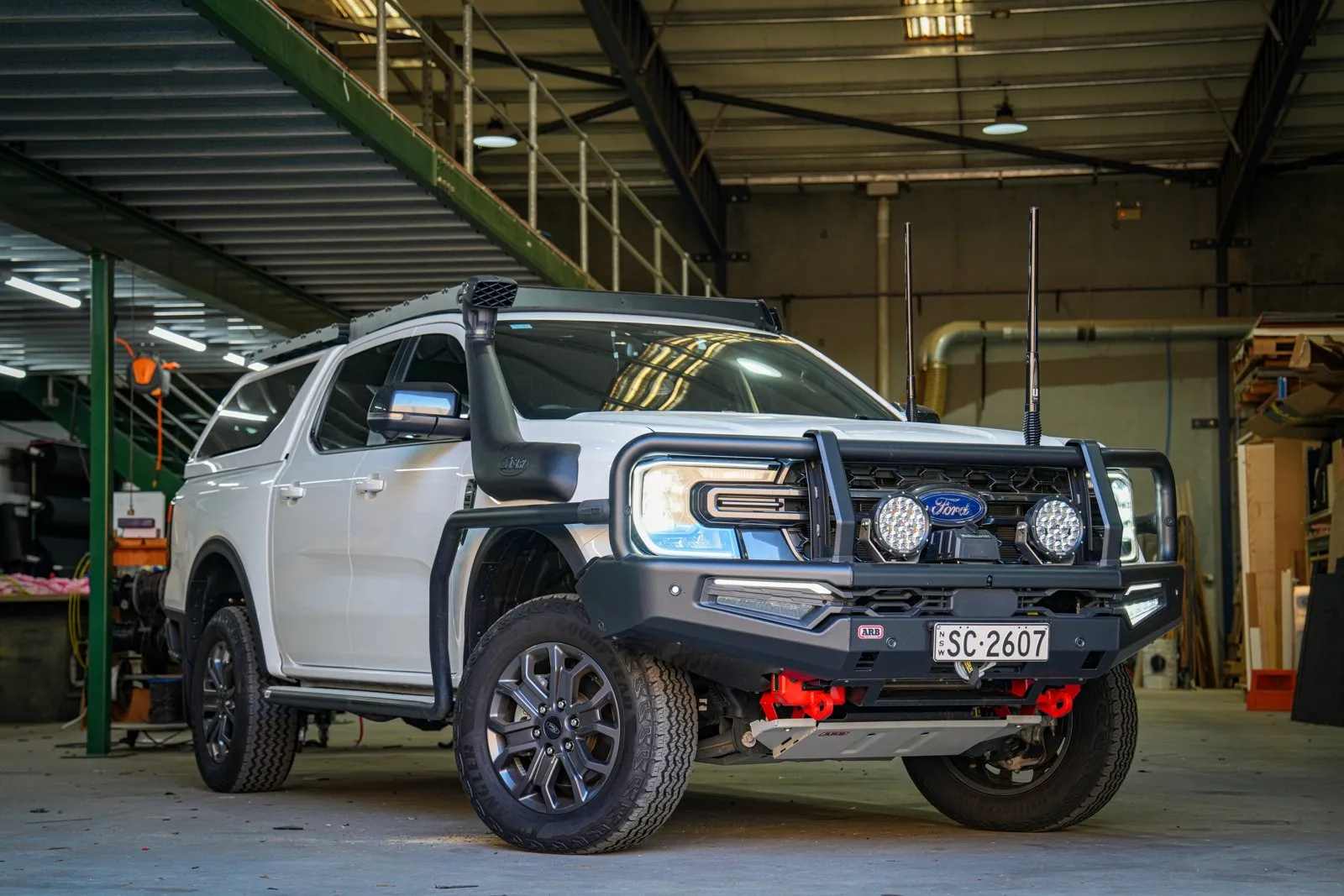 Ford Ranger with a pair of Apex 7 driving lights on an ARB bull bar