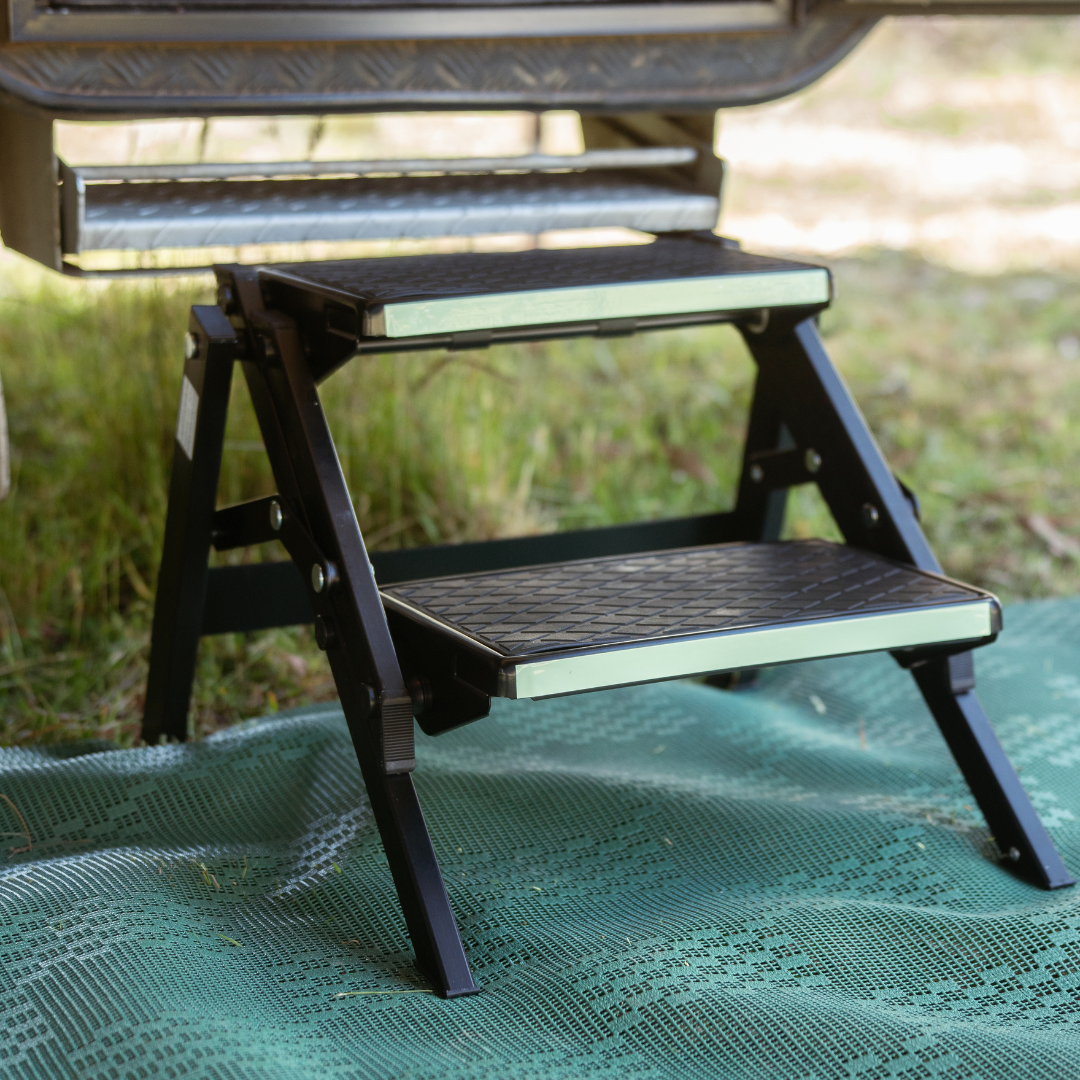 Supex Two-Stage Aluminium Caravan Step | Black