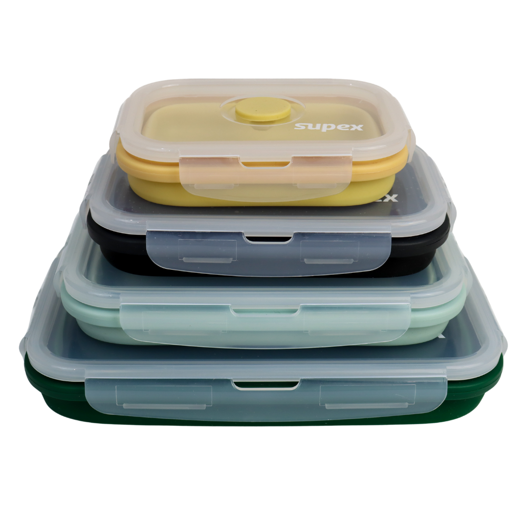 Supex Collapsible Rectangle Containers | 4 Pack