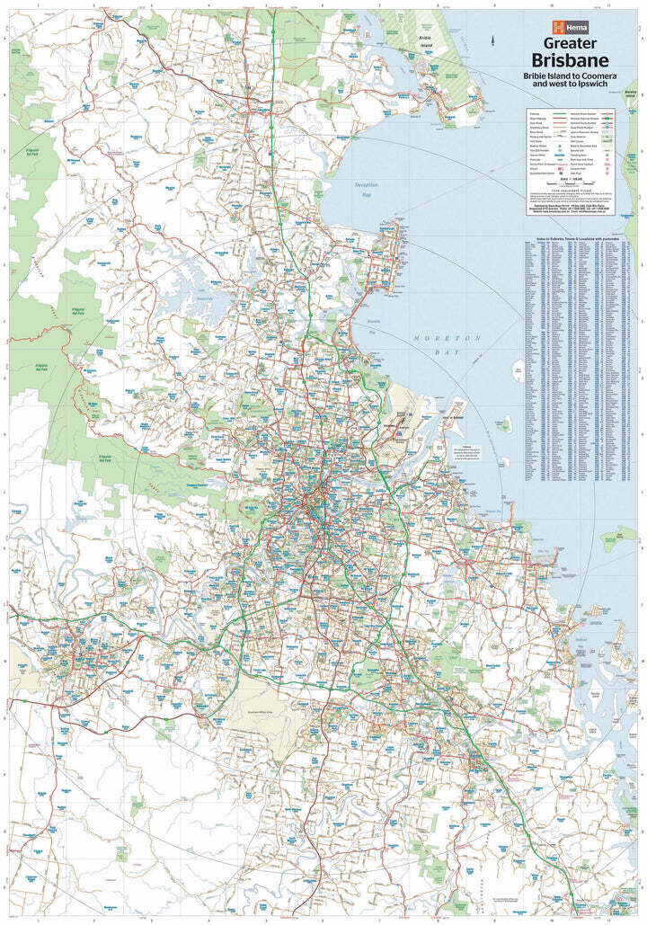 Hema Greater Brisbane map side covering Bribie Island to Coomera and west to Ipswich