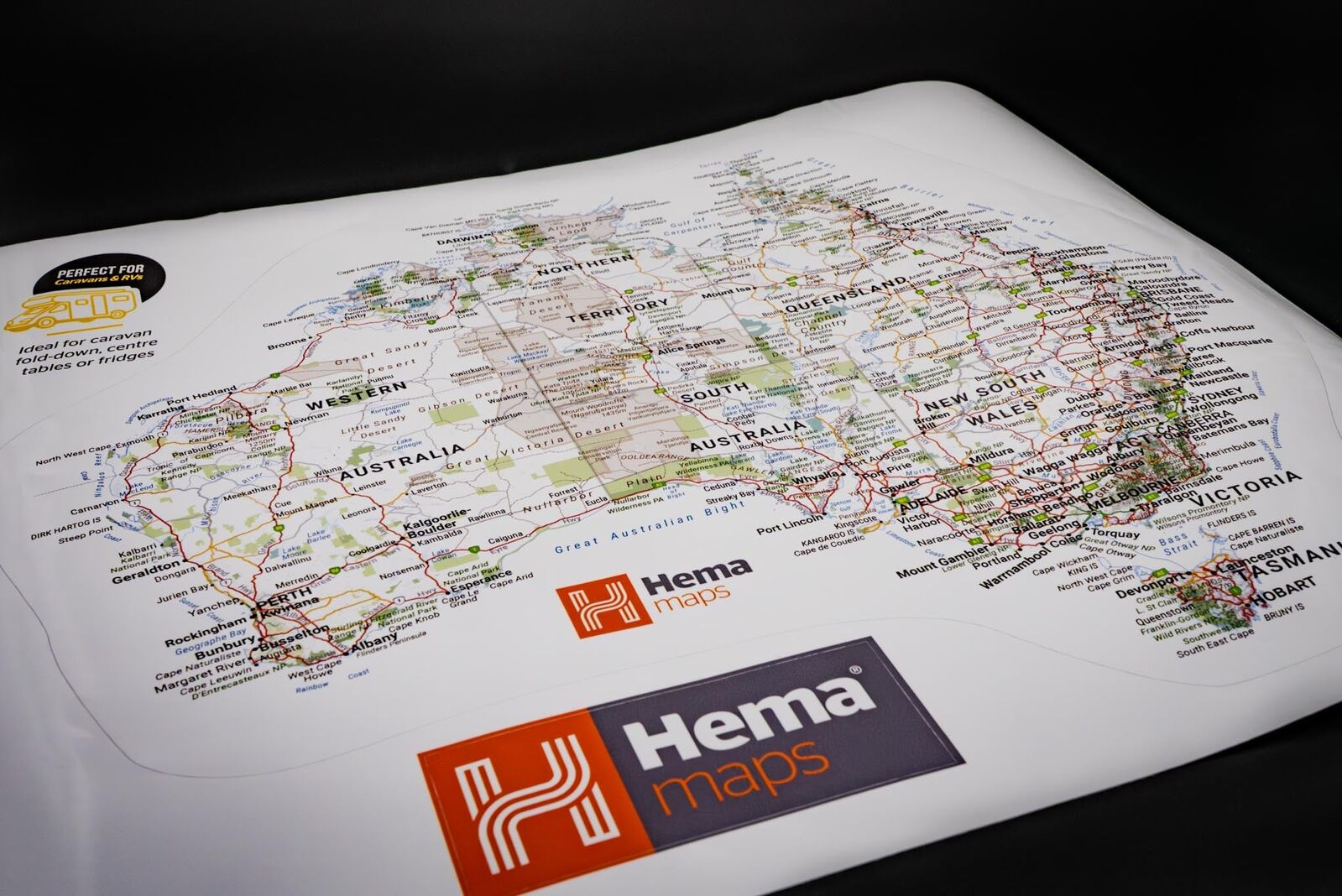 Hema map of Australia sticker sheet with the bonus Hema Maps logo sticker