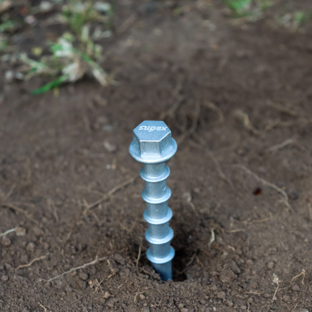 Supex Large Alloy Screw-In Pegs | 30cm | 4 Pack With Guy Rope Clips