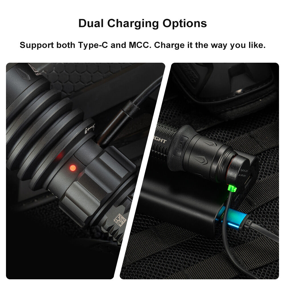Olight Warrior X 4 dual charging by USB-C and MCC magnetic cable