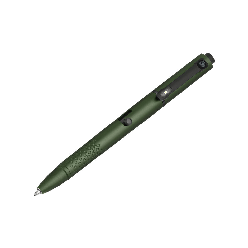 OD Green Olight Open Glow sitting in its charging base with a USB-C cable connected