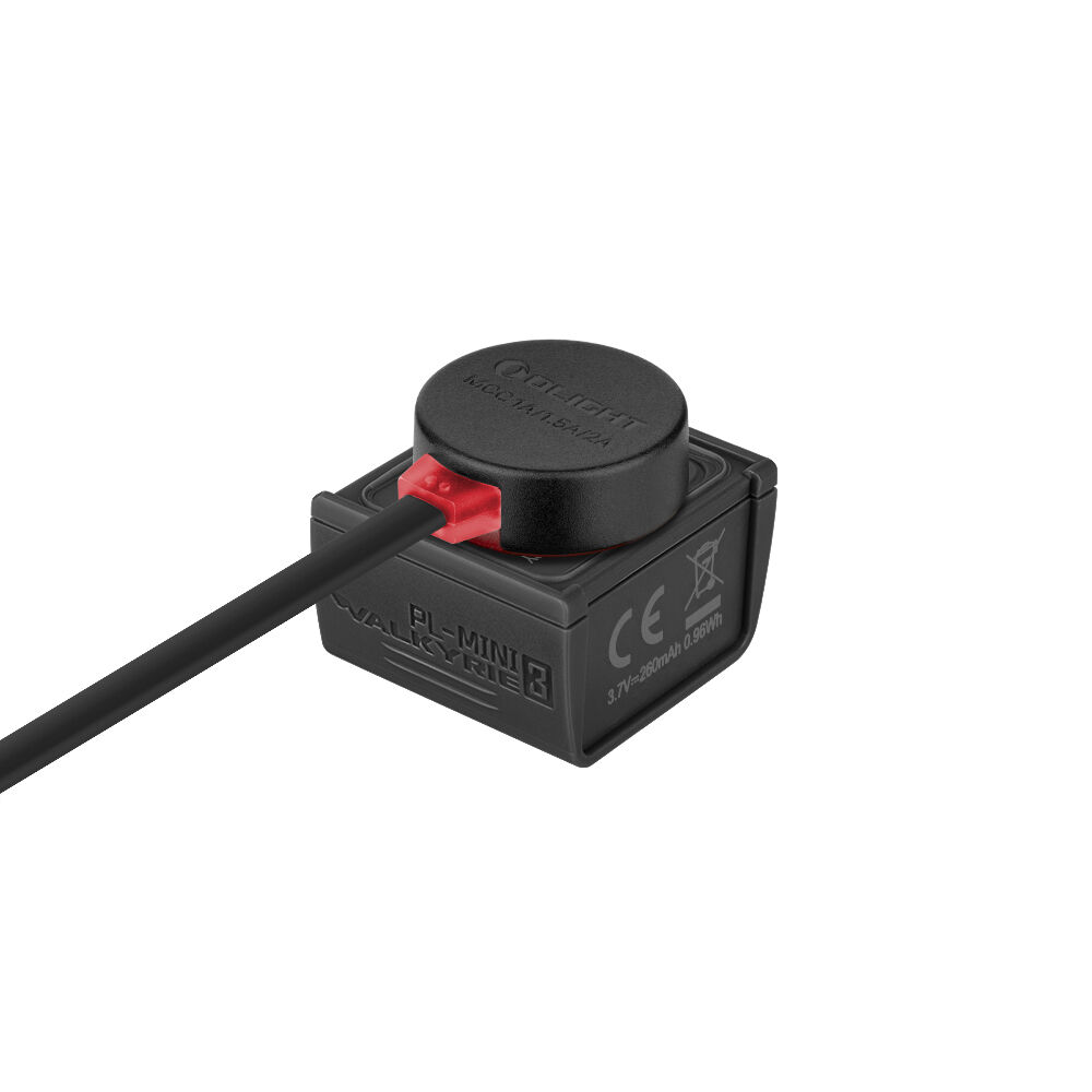 Olight PL-Mini 3 Valkyrie black battery pack on the magnetic charging cable