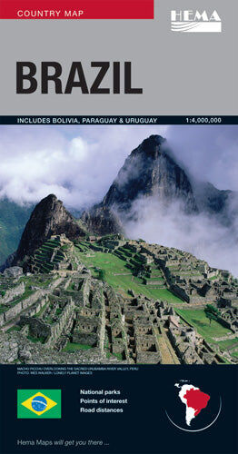 Hema Brazil Deluxe Map - incl. Bolivia, Paraguay & Uruguay (2nd Edition)