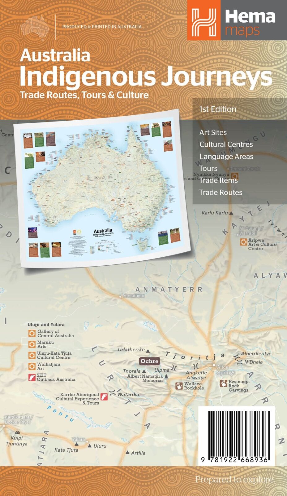 Hema Australia Indigenous Journeys Map - Trade Routes, Tours & Culture (1st Edition)