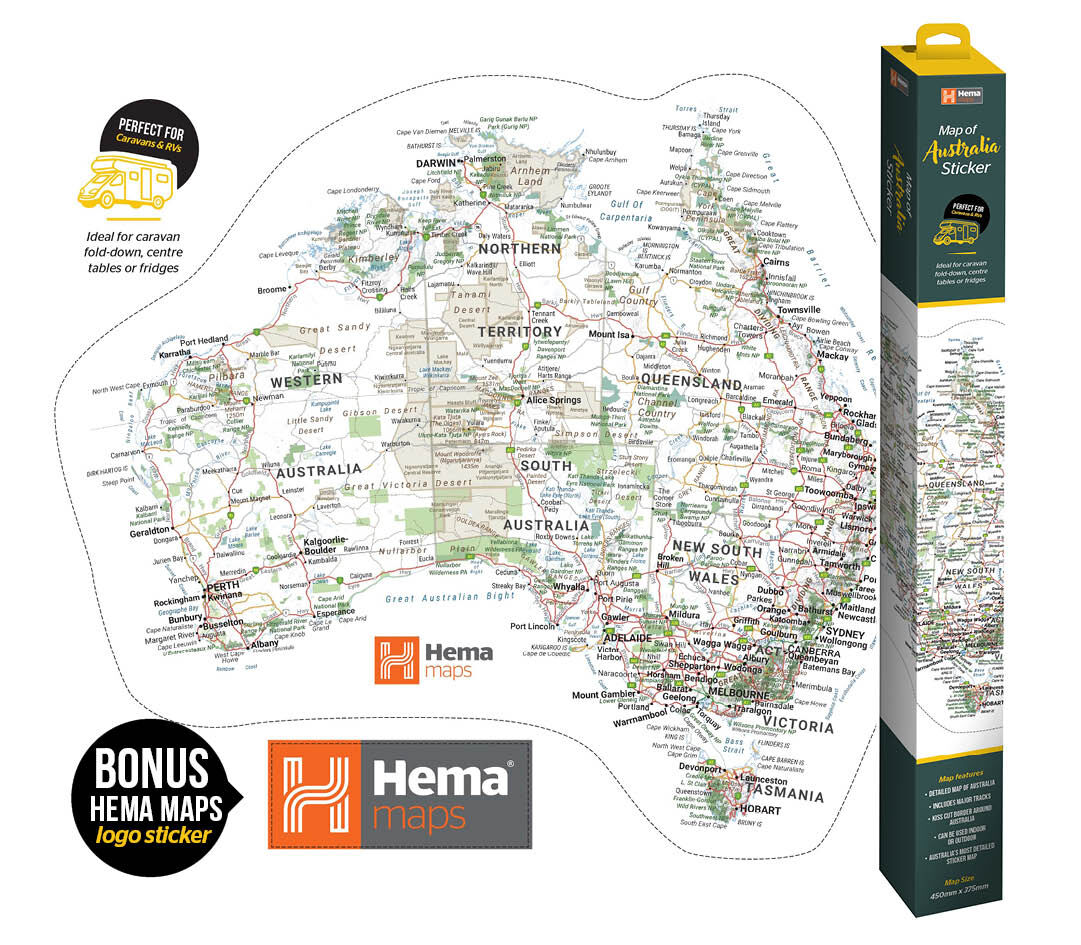 Hema Map of Australia Sticker (440 x 370 mm)
