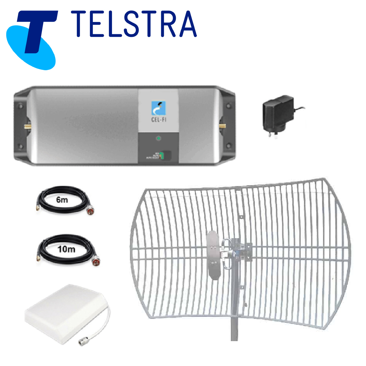 CelFi Go Telstra 3G/4G Mobile Signal Repeater Booster Building Pack w/ Wall Mount & Parabolic Grid