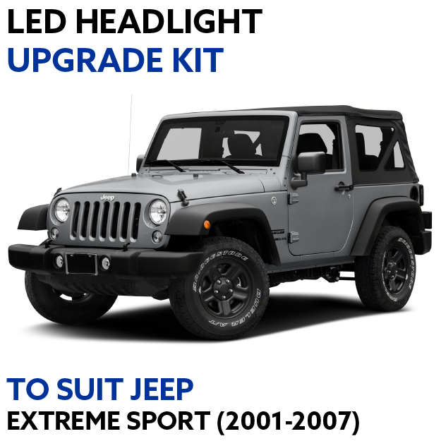 LED Headlight Upgrade Kit for Jeep Wrangler High & Low Beam Set to suit  EXTREME SPORT 2001-2007