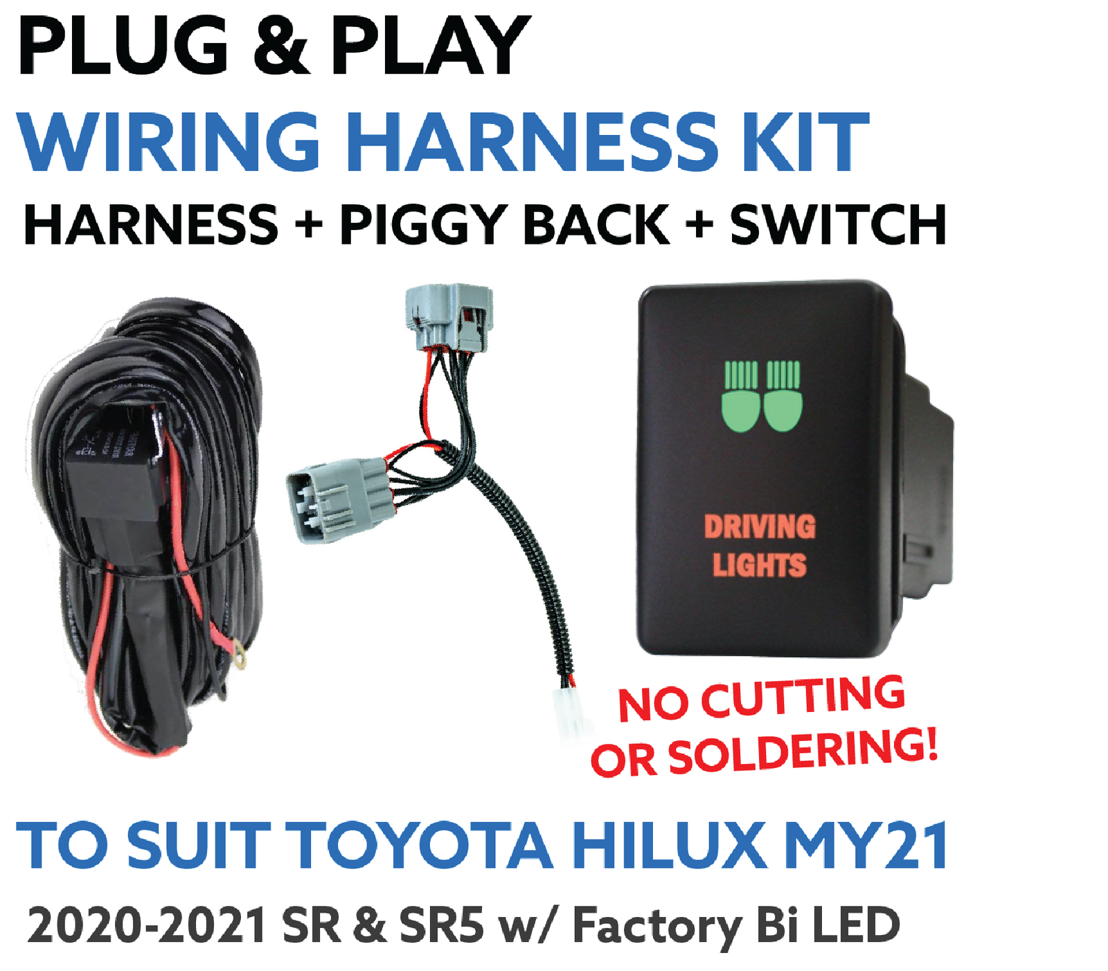 Plug & Play Driving Lights Wiring Harness for Toyota Hilux N80 SR SR5