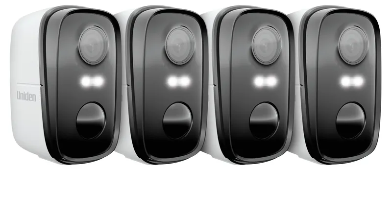 Uniden APPCAMSOLOX2K-4 App Cam SOLO X2K Wire-Free 2K Spotlight Security Camera | Quad Pack