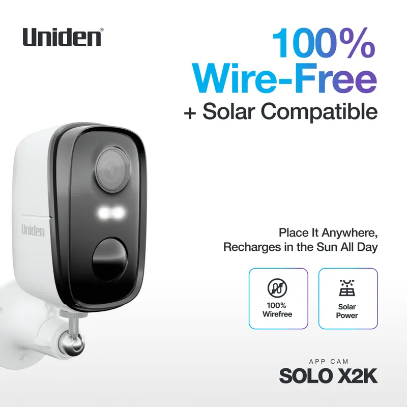 Uniden APPCAMSOLOX2K App Cam SOLO X2K Wire-Free 2K Spotlight Security Camera | Single Pack