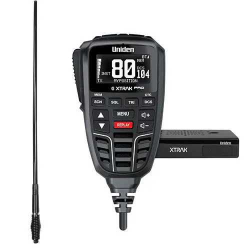 Uniden XTRAK 80 Pro Smart UHF CB Radio + AT970BK 6.6 dBi Antenna Combo