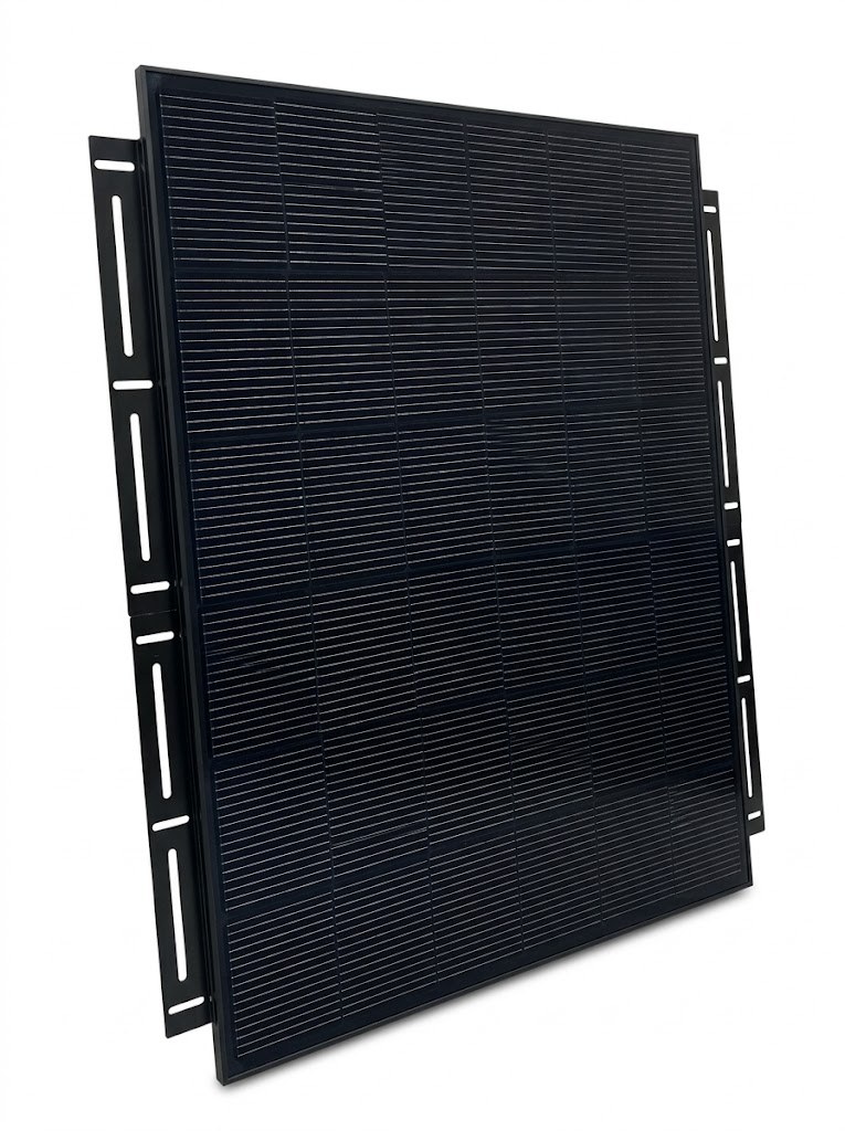12 Volt Direct Low Profile Solar Panel Mounting Brackets Black Aluminium 500mm Pair with Pop Rivets