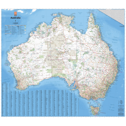 Hema Australia Wall Map Large - Laminated Paper (1000 x 875 mm)