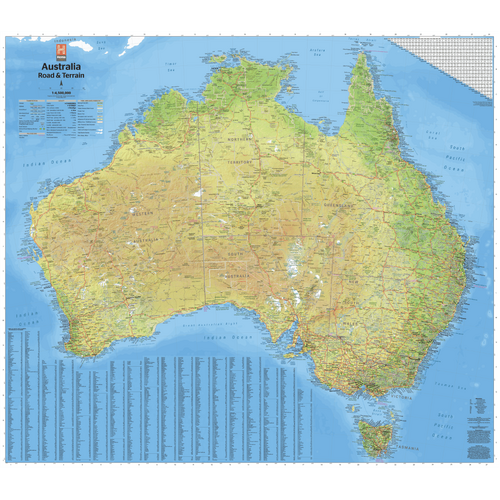 Hema Australia Road & Terrain Wall Map - Large