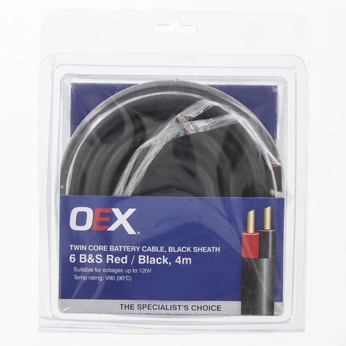 OEX Twin Core Battery Cable 6 B&S 4m Red/Black w/ Black Sheath