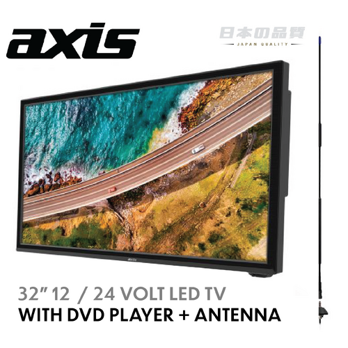 AXIS 32" 12 / 24 Volt HD TV for Caravan With DVD, PVR, Bluetooth + Antenna