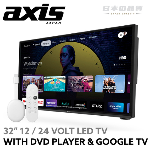 AXIS 32" 12 / 24 Volt HD Smart Google TV for Caravan With DVD, PVR & Bluetooth