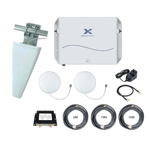 CEL-FI GO G51 Stationary 4G/5G Tri-Carrier Switchable Signal Booster Multi Level Wideband LPDA Building Pack - Blackhawk Antenna