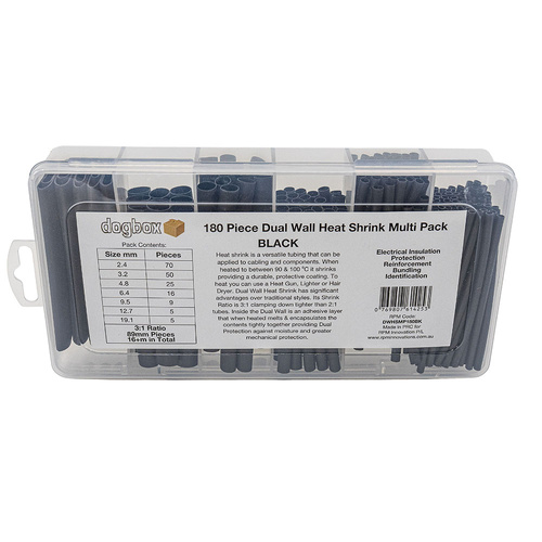 Dual Wall Heatshrink 180pcs Pack Black