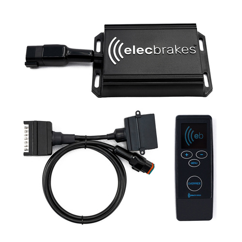 Plug & Play Electric Brake Controller w/ Remote Control & Large Round 7 Pin to Flat 7 Pin Socket Adapter