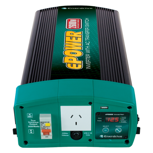 Enerdrive ePOWER 2600W/12v w/RCD & AC Tfer Switch 