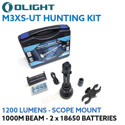 Olight M3XS-UT Javelot Hunting Kit W/ Batteries + Charger + Scope Mount