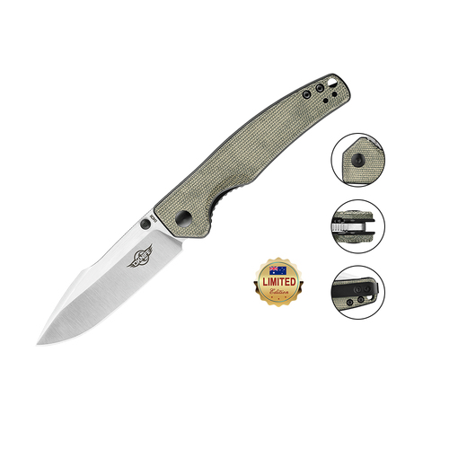 Olight Beagle Olive Green- 4.3 inches Stainless Harpoon-like Folding Pocket Knife