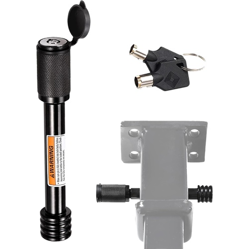 Heavy-Duty Carbon Steel Hitch Receiver & Trailer Pin Lock — Fits 2" & 2.5" Receivers