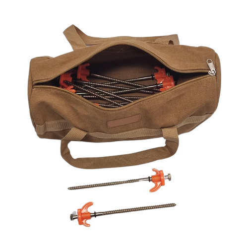 20Pcs Screw in Tent Peg Set in Canvas Bag