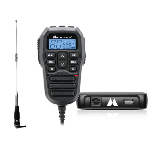 Midland PRO902 Mini Compact 5W UHF Radio w/ Speaker Mic + 6dBi S/STEEL 640mm
