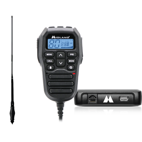 Midland PRO902 Mini Compact 5W UHF Radio w/ Speaker Mic + 6.9dBi E/FEED 954mm Antenna