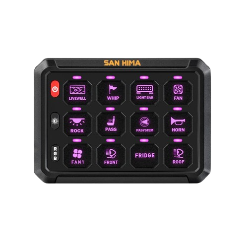 San Hima 12 Gang Bluetooth Switch Panel 12V/24V ON-OFF LED Control For Boat Car