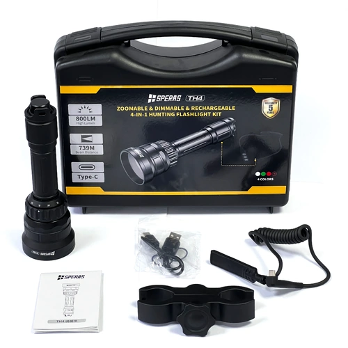 TH4 Compact Hunting Flashlight | 4-in-1 LED (W/R/G/IR850) 800 lumens 739 meters