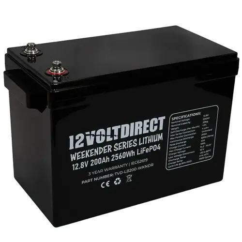 12 Volt Direct 200ah Compact Weekender Series LiFePo4 Lithium Battery