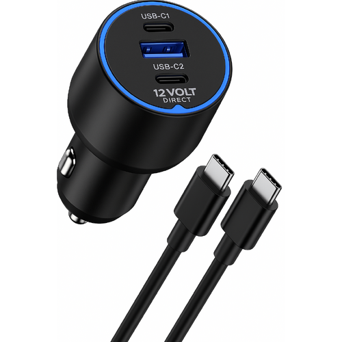 130W Triple Port USB-C Car Charger – 100W PD for Starlink Mini, Laptops & Devices (12V/24V Compatible)
